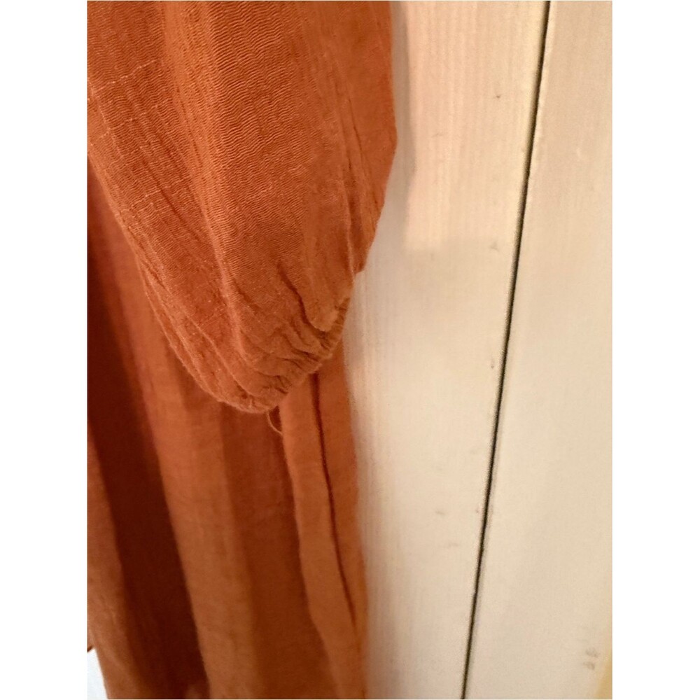 Kings Road Rust Boho Lace Yoke Long Sleeve Peasant Dress Tunic - Size L - Picture 8 of 8